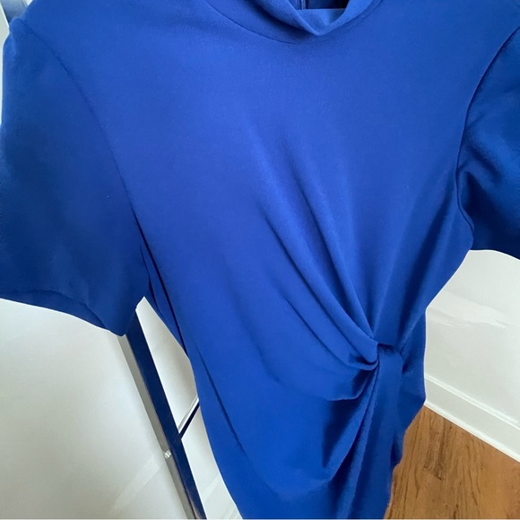 Tahari Mock Neck Stretch Crepe Sheath Dress - Picture 3 of 5